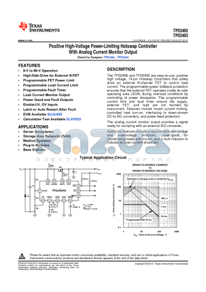 TPS2492PW datasheet - Positive High-Voltage Power-Limiting Hotswap Controller With Analog Current Monitor Output