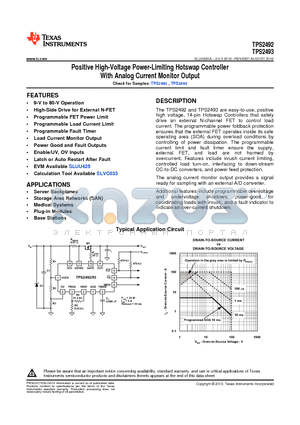 TPS2492 datasheet - Positive High-Voltage Power-Limiting Hotswap Controller With Analog Current Monitor Output