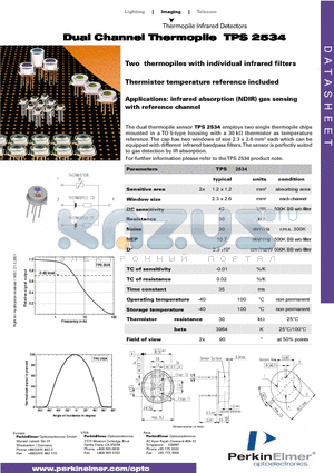 TPS2534 datasheet - Dual Channel Thermopile
