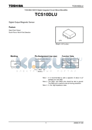 TCS10DLU datasheet - Digital-Output Magnetic Sensor