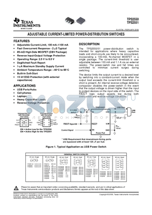 TPS2550 datasheet - ADJUSTABLE CURRENT-LIMITED POWER-DISTRIBUTION SWITCHES