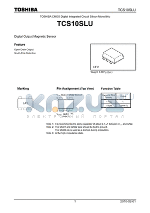 TCS10SLU datasheet - Digital Output Magnetic Sensor