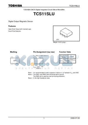 TCS11SLU datasheet - Digital Output Magnetic Sensor