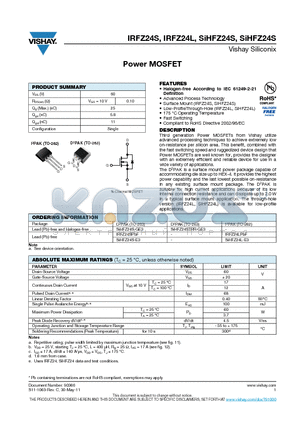 SIHFZ24S-E3 datasheet - Power MOSFET
