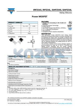 SIHFZ34L-E3 datasheet - Power MOSFET
