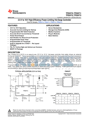 TPS24713 datasheet - 2.5-V to 18-V High-Efficiency Power-Limiting Hot-Swap Controller