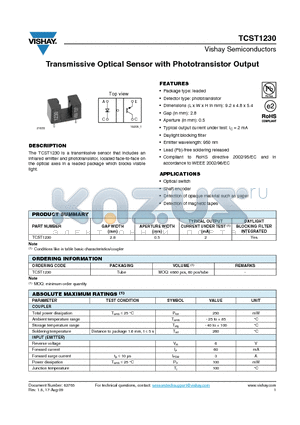 TCST1230_09 datasheet - Transmissive Optical Sensor with Phototransistor Output