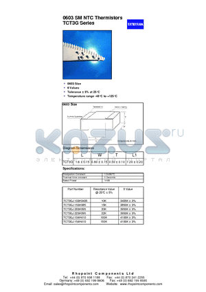 TCT3G datasheet - 0603 SM NTC Thermistors