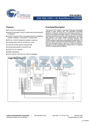 STK14C88-5C35M datasheet - 256 Kbit (32K x 8) AutoStore nvSRAM