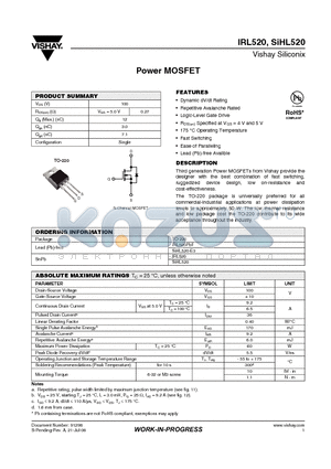 SIHL520-E3 datasheet - Power MOSFET