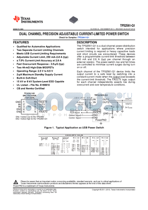 TPS2561QDRCRQ1 datasheet - DUAL CHANNEL PRECISION ADJUSTABLE CURRENT-LIMITED POWER SWITCH