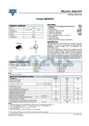 SIHLL014 datasheet - Power MOSFET