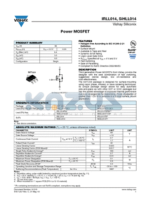 SIHLL014T datasheet - Power MOSFET