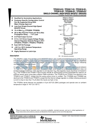 TPS2828-Q1 datasheet - SINGLE-CHANNEL HIGH-SPEED MOSFET DRIVERS