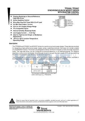 TPS2836 datasheet - SYNCHRONOUS-BUCK MOSFET DRIVER WITH DEADTIME CONTROL