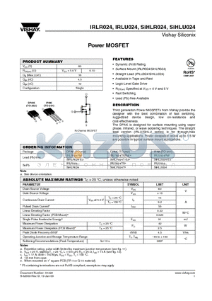 SIHLU024-E3 datasheet - Power MOSFET