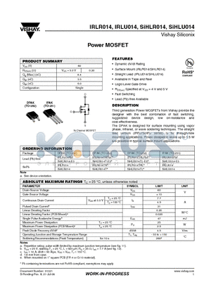 SIHLR014T-E3 datasheet - Power MOSFET