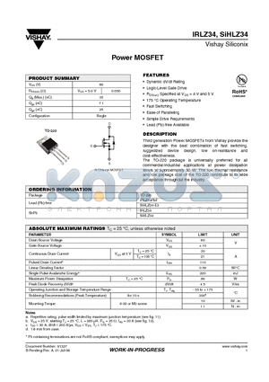SIHLZ34 datasheet - Power MOSFET