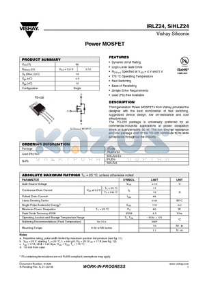 SIHLZ24 datasheet - Power MOSFET