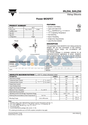 SIHLZ44-E3 datasheet - Power MOSFET