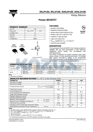 SIHLR120-E3 datasheet - Power MOSFET