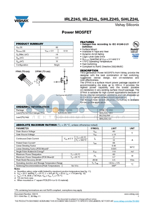 SIHLZ24L-GE3 datasheet - Power MOSFET