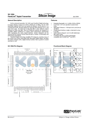 SII150A datasheet - PanelLink Digital Transmitter