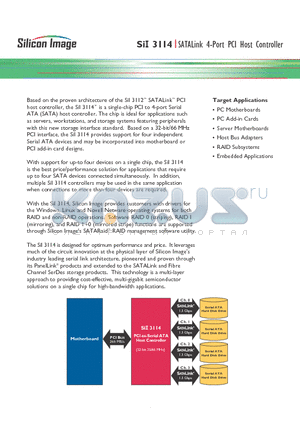 SII3114 datasheet - SATALink PCI-X to 4-Port Host Controller