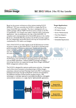 SII3512 datasheet - PCI to Serial ATA Controller