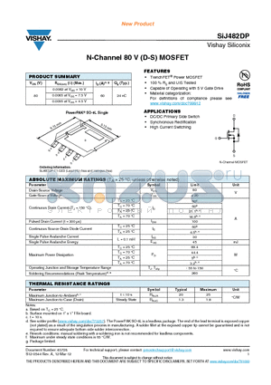 SIJ482DP datasheet - N-Channel 80 V (D-S) MOSFET