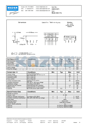 SIL05-1A31-71L datasheet - SIL Reed Relays