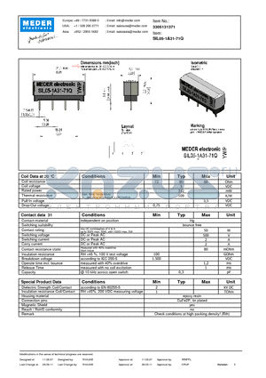 SIL05-1A31-71Q datasheet - SIL Reed Relays