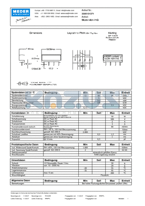 SIL05-1A31-71Q_DE datasheet - (deutsch) SIL Reed Relay