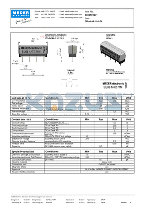 SIL05-1A72-71M datasheet - SIL Reed Relay