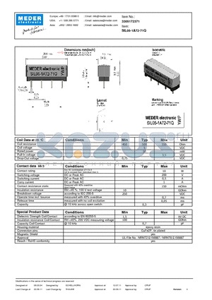 SIL05-1A72-71Q datasheet - SIL Reed Relay