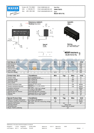 SIL05-1A72-73L datasheet - SIL Reed Relay