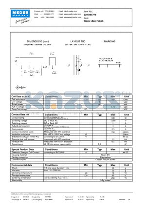 SIL05-1A85-76D4K datasheet - SIL Reed Relay