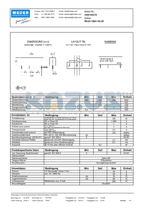 SIL05-1A85-76L2K_DE datasheet - (deutsch) SIL Reed Relay