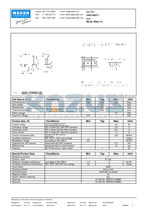 SIL05-1B90-71L datasheet - SIL Reed Relay