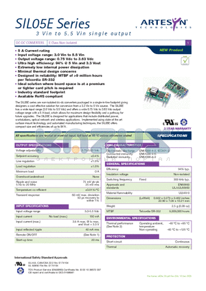 SIL05E-05W3V3-VJ datasheet - DC-DC CONVERTERS E Class Non-isolated