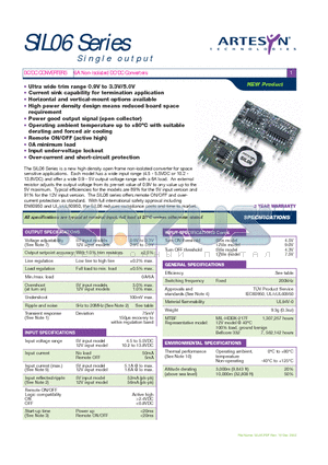 SIL06 datasheet - 6A Non-isolated DC/DC Converters