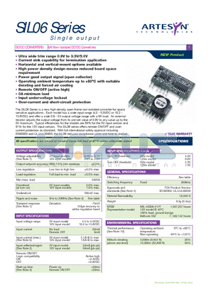 SIL06-05SADJ-V datasheet - 6A Non-isolated DC/DC Converters