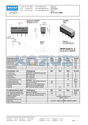 SIL12-1A72-71MHR_DE datasheet - (deutsch) SIL Reed Relay