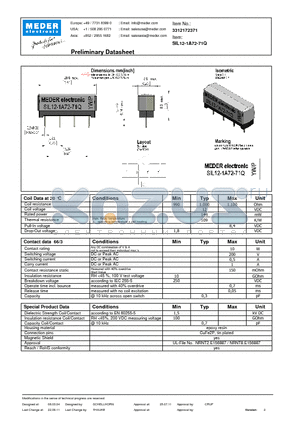 SIL12-1A72-71Q datasheet - SIL Reed Relay