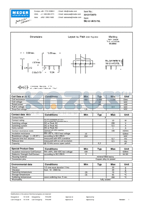 SIL12-1A72-73L datasheet - SIL Reed Relay