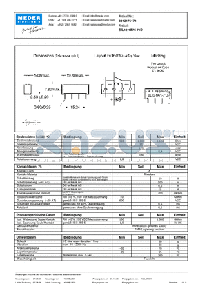 SIL12-1A75-71D_DE datasheet - (deutsch) SIL Reed Relay