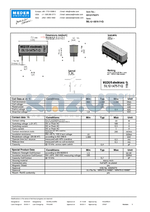 SIL12-1A75-71Q datasheet - SIL Reed Relays