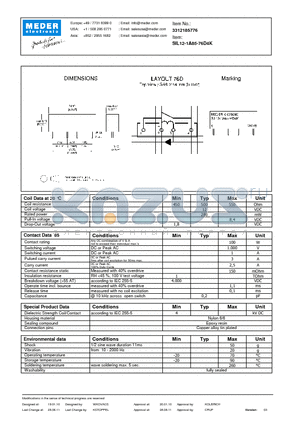 SIL12-1A85-76D4K datasheet - SIL Reed Relay