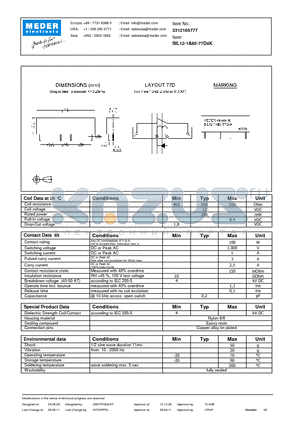 SIL12-1A85-77D4K datasheet - SIL Reed Relay