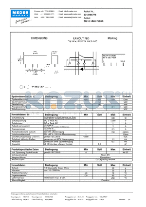 SIL12-1A85-76D4K_DE datasheet - (deutsch) SIL Reed Relay